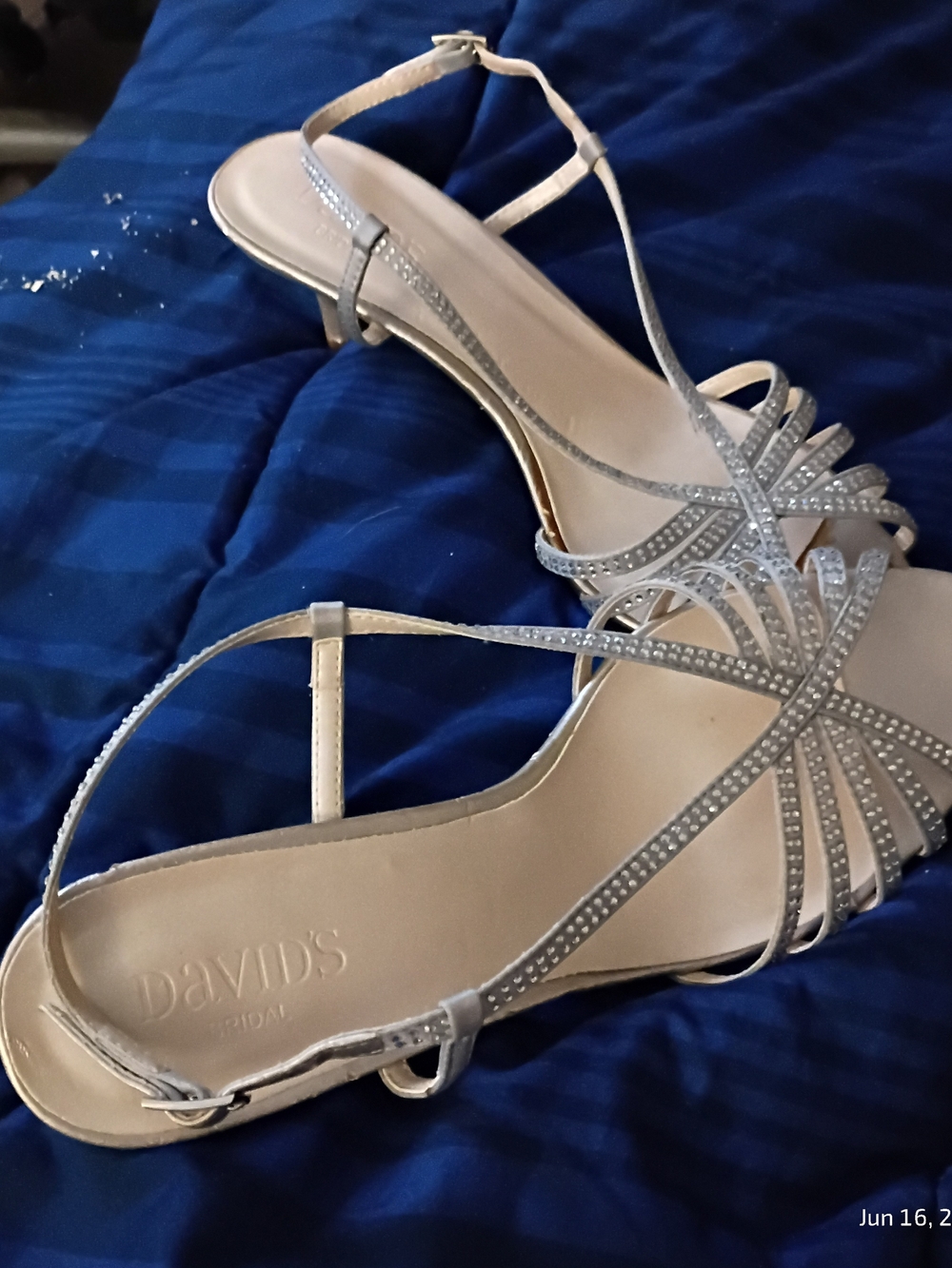 David's Bridal Silver Strappy Evening Sandals